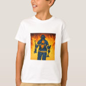 Firefighter Standing Against the Flames T-shirt (Voorkant)