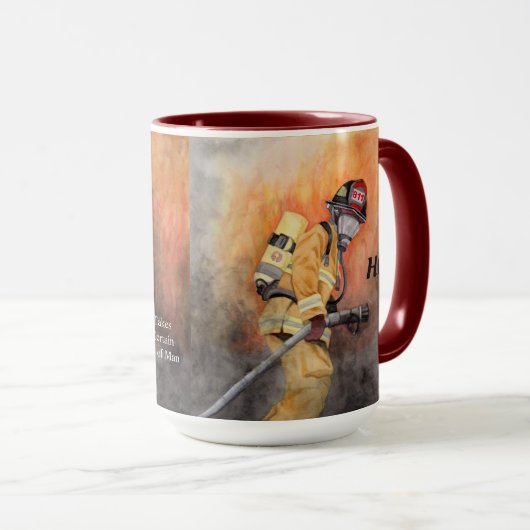 Firefighter Station Number Fireman Custom Text Mok (Voorkant rechts)