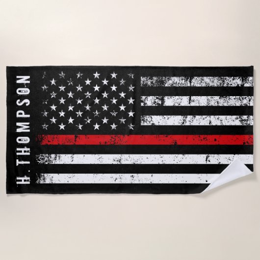 Firefighter Styling American Flag Custom Strandlaken (Voorkant)