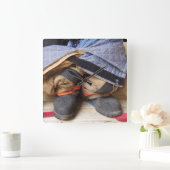 Firefighter Suit en Boots Wall Clock Vierkante Klok (Huis)