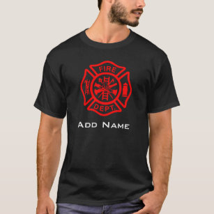 Firefighter Symbool Fireman Name Persoonlijk  T-shirt