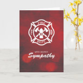 Firefighter Sympathie Embleem op Rode Bokeh Kaart (Gele Bloem)