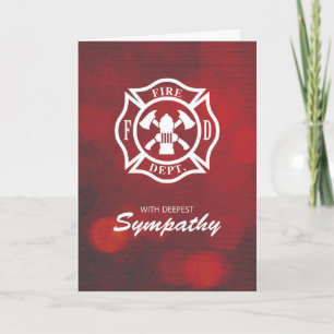 Firefighter Sympathie Embleem op Rode Bokeh Kaart