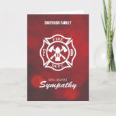 Firefighter Sympathie Embleem op Rode Bokeh Kaart (Voorkant)