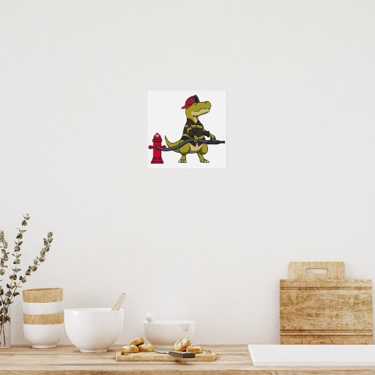 FIREFIGHTER T-REX DINOSAUR POSTER DESIGN DOWNLOADE (Keuken)