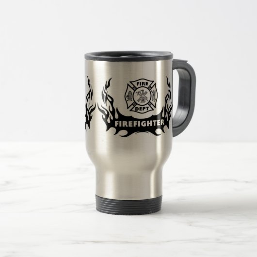 Firefighter Tattoo Graphic Travel Mug Reisbeker (Voorkant rechts)