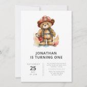 Firefighter Teddy Bear Modern Eenvoudige Kinderen  Kaart (Voorkant)