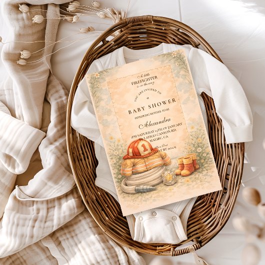 Firefighter Theme Baby Shower Kaart