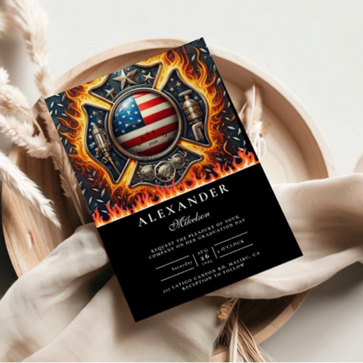 Firefighter Themed Senior Graduation Kaart