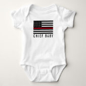 Firefighter Thin Red Line American Flag Chief Baby Romper (Voorkant)