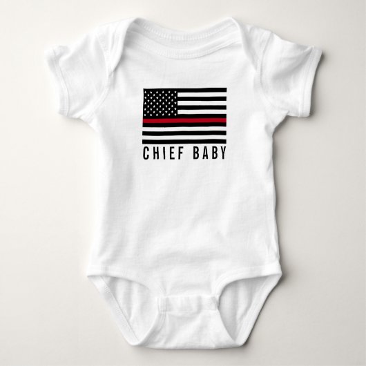 Firefighter Thin Red Line American Flag Chief Baby Romper (Voorkant)