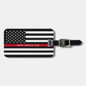 Firefighter Thin Red Line American Flag Monogram Bagagelabel (Voorkant horizontaal)