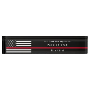 Firefighter Thin Red Line American Flag Monogram Naambordje
