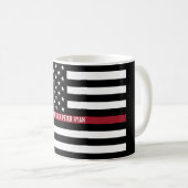 Firefighter Thin Red Line American Flag Naam toevo Koffiemok (Voorkant rechts)