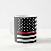 Firefighter Thin Red Line American Flag Naam toevo Koffiemok (Voorkant links)
