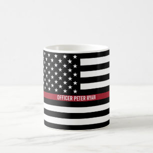 Firefighter Thin Red Line American Flag Naam toevo Koffiemok