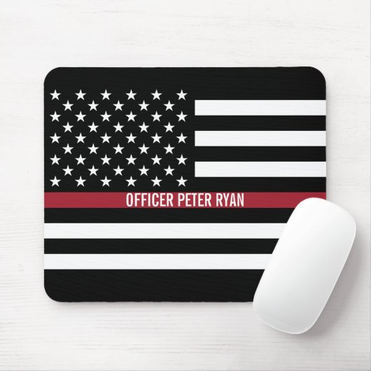 Firefighter Thin Red Line American Flag Naam toevo Muismat (Met muis)