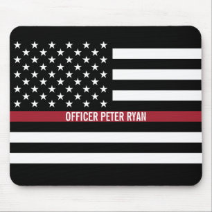 Firefighter Thin Red Line American Flag Naam toevo Muismat