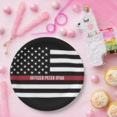 Firefighter Thin Red Line American Flag Naam toevo Papieren Bordje (Feest)