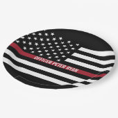 Firefighter Thin Red Line American Flag Naam toevo Papieren Bordje (Gekanteld)