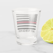 Firefighter Thin Red Line American Flag Naam toevo Shot Glas (Achterkant)