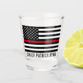 Firefighter Thin Red Line American Flag Naam toevo Shot Glas (Voorkant)