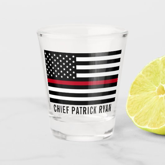 Firefighter Thin Red Line American Flag Naam toevo Shot Glas (Voorkant)