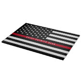 Firefighter Thin Red Line American Flag Name Snijplank (Hoek)