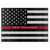 Firefighter Thin Red Line American Flag Name Snijplank (Voorkant)