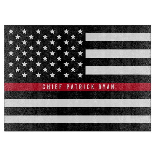 Firefighter Thin Red Line American Flag Name Snijplank (Voorkant)