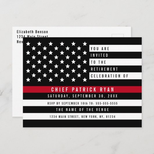 Firefighter Thin Red Line American Flag Retirement Briefkaart (Voorkant / Achterkant)