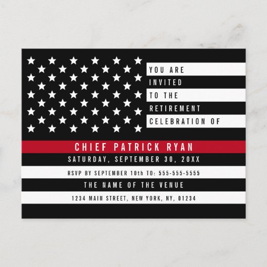 Firefighter Thin Red Line American Flag Retirement Briefkaart (Voorkant)