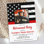 Firefighter Thin Red Line Custom Photo Retirement Kaart