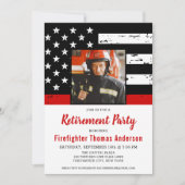 Firefighter Thin Red Line Custom Photo Retirement Kaart (Voorkant)