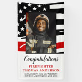 Firefighter Thin Red Line Custom Photo Retirement Spandoek (Verticaal)