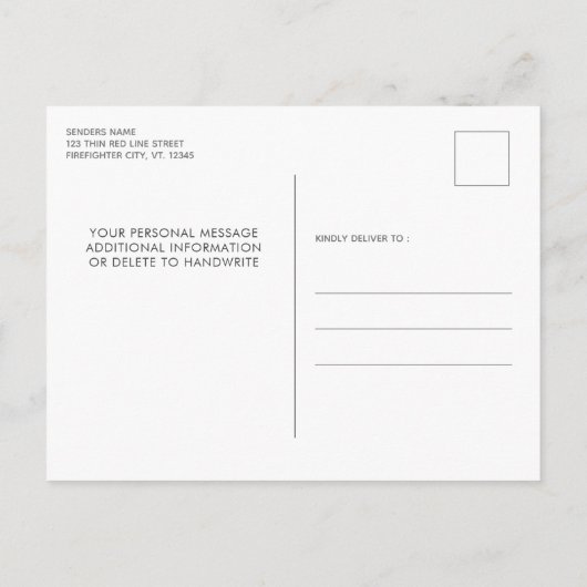 Firefighter Thin Red Line Custom Photo Retirement Uitnodiging Briefkaart (Achterkant)