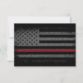 FireFighter Thin Red Line Dank u Bereavement Bedankkaart (Achterkant)