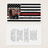 Firefighter Thin Red Line Flag Photo Prayer Card Visitekaartje (Voorkant /achterkant)