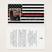 Firefighter Thin Red Line Flag Photo Prayer Card Visitekaartje (Voorkant /achterkant)