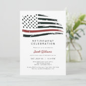 FireFighter Thin Red Line Flag Retirement Party Kaart (Staand voorkant)