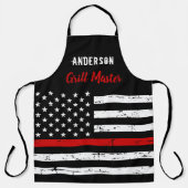 Firefighter Thin Red Line Grill Master BBQ Schort (Voorkant)