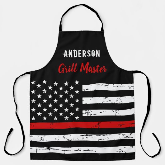 Firefighter Thin Red Line Grill Master BBQ Schort (Voorkant)