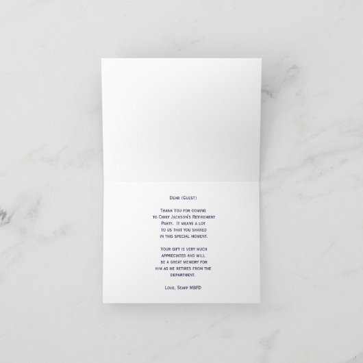 Firefighter Thin Red Line Hartelijk dank Bedankkaart (Binnen)