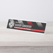 Firefighter Thin Red Line Logo Fire Department Bureau Naambordje (Voorkant)