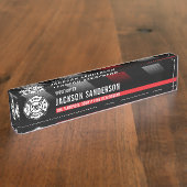 Firefighter Thin Red Line Logo Fire Department Naambordje (Zijkant)