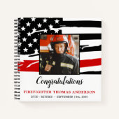 Firefighter Thin Red Line Retirement Photo Guest Notitieboek (Voorkant)