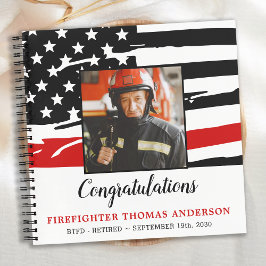 Firefighter Thin Red Line Retirement Photo Guest Notitieboek