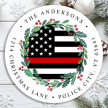 Firefighter Thin Red Line WreatReturn Address