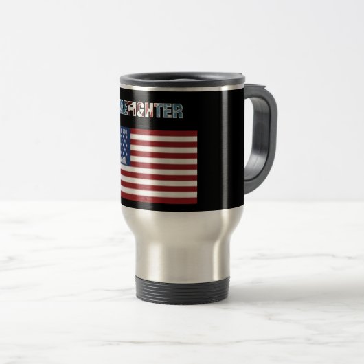 Firefighter Travel Mug Patriotic Thema Reisbeker (Voorkant rechts)