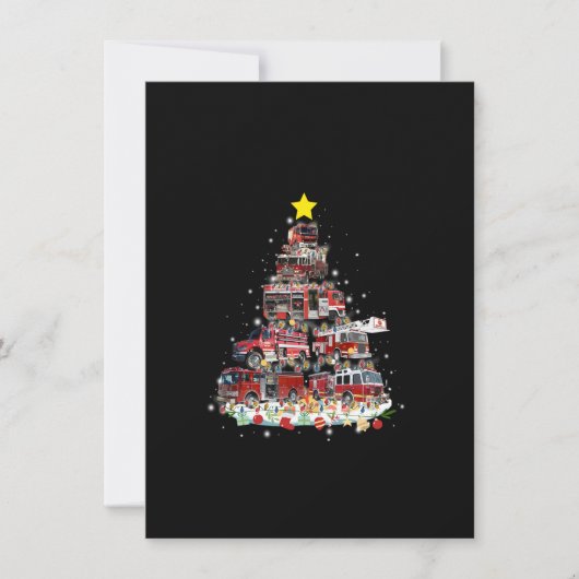 Firefighter Truck Kerstboom Funny Xmas Pajama Kaart (Voorkant)